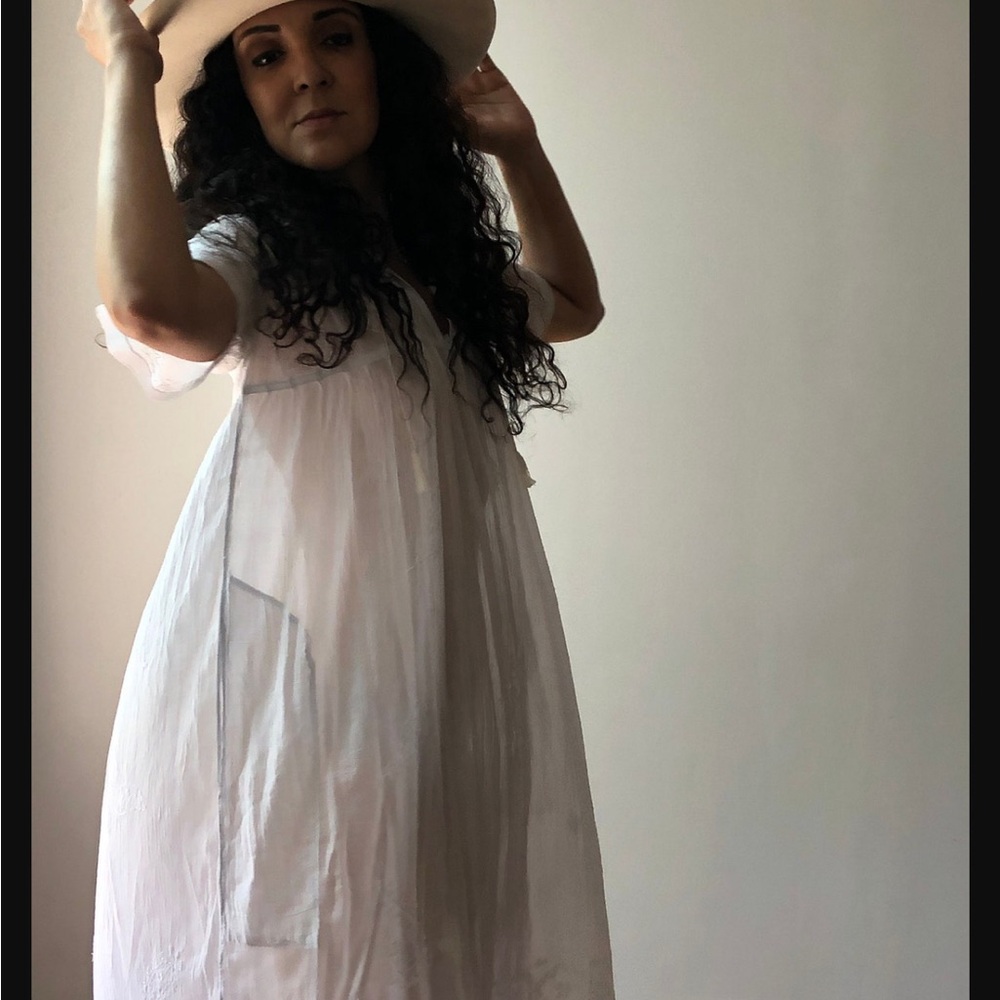 Deadstock Vintage Indian Cotton Gauze white dress - Picture 6 of 10